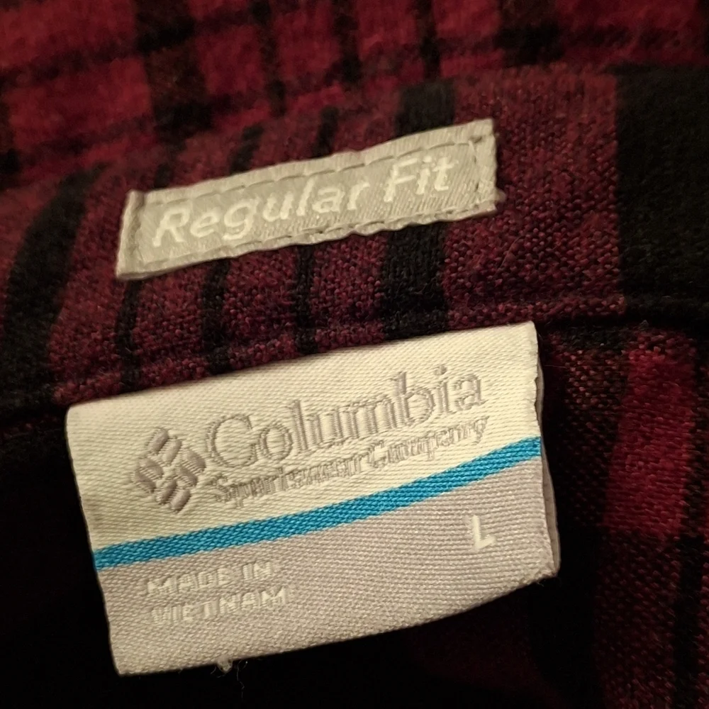 Columbia Sportswear Red Plaid Button-Up Long Sleeve Shirt Jacket  Men Size Large